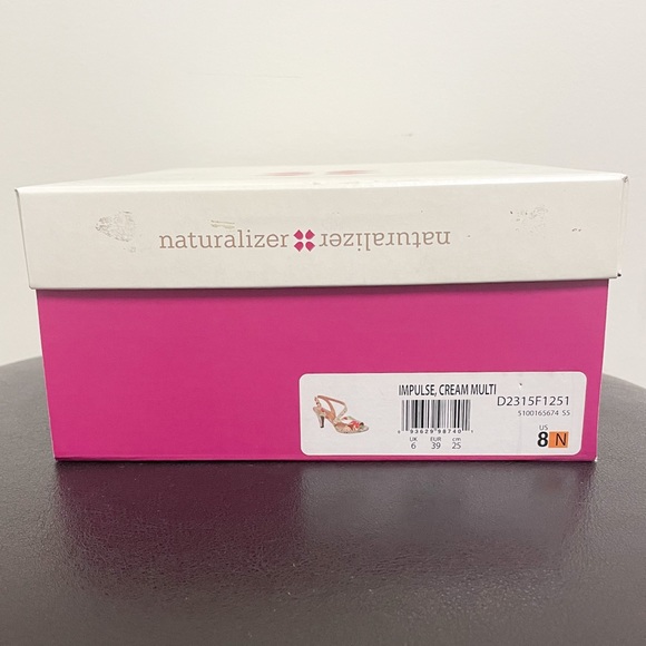 Naturalizer Impulse Floral Open Toe 3.25 Inch Heels Cream Red Pink 8N 8 Narrow - Picture 11 of 13